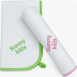 Beboulino Sunny Kids Σετ Βρεφικές Λαβέτες Ώμου Πετσετέ Lime Φούξια 30x50cm 2τμχ