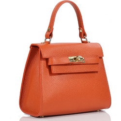 Passaggio Leather Γυναικεία Τσάντα Χειρός Δερμάτινη Πορτοκαλί 5726-KR-17