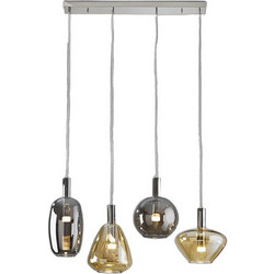Schuller Nara Chrome 4L Κρεμαστό Φωτιστικό Οροφής LED Dimmable Μαύρο Σατινέ Ορείχαλκος Χάλκινο