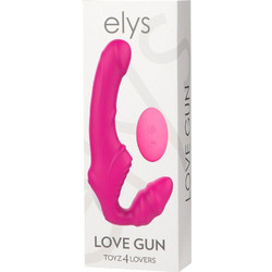 Toyz4lovers Elys Love Gun Strapless Strap On με Διπλό Dildo 21.8cm & Δόνηση Ροζ