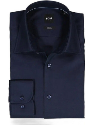 Hugo Boss Ανδρικό Πουκάμισο Βαμβακερό Μακρυμάνικο Κανονική Γραμμή Navy Μπλε H- 50560628-404