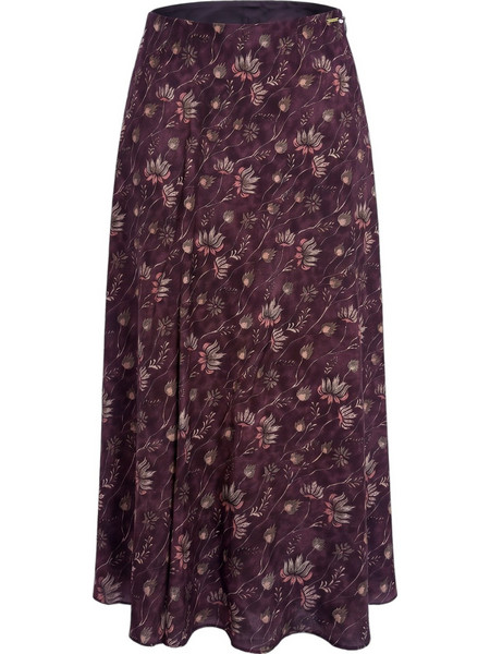 Funky Buddha Μίντι Φούστα Υφασμάτινη Ψηλόμεση A-Γραμμή Floral Μπορντό FBL014-125-14