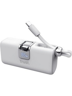 Trust Pacto Power Bank 5000mAh με Ενσωματωμένο Καλώδιο USB-C Power Delivery White