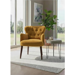 Stewe Home Μπερζέρα Βελούδινη Κίτρινη 212167