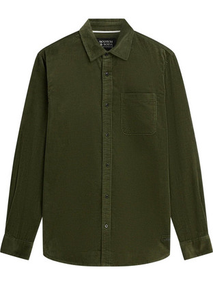 Scotch & Soda Ανδρικό Πουκάμισο Βαμβακερό Μακρυμάνικο Κανονική Γραμμή Overshirt Χακί 183699-300