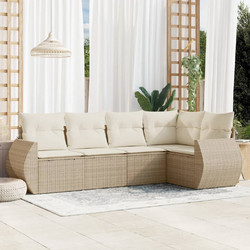 vidaXL Τετραθέσιος Καναπές Εξωτερικού Χώρου Rattan Εκρού Μπεζ 55x53x34cm 6τμχ 3253665