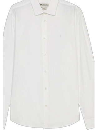 Trussardi Ανδρικό Πουκάμισο Μακρυμάνικο Slim Fit Λευκό MS101T13