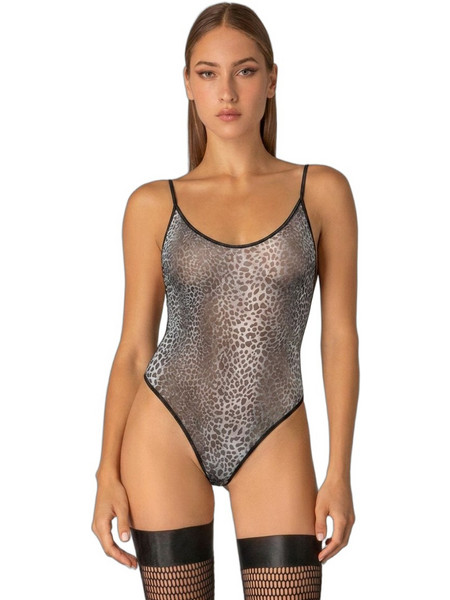 Milena By Paris Sexy Κορμάκι String See Through Μαύρο Γκρι 2551