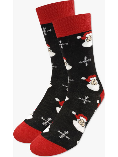 NODO Santa All Over Βαμβακερές Ανδρικές Κάλτσες Ψηλές με Σχέδια Μαύρες S16509