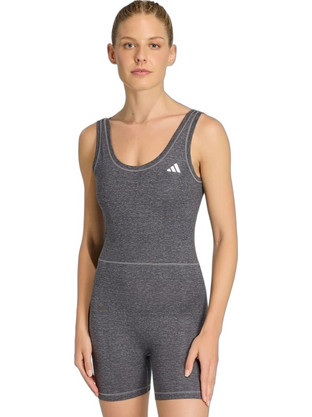 Adidas Optime Essentials Workout Heather Onesie Γυναικεία Ολόσωμη Φόρμα Ανθρακί KE8476