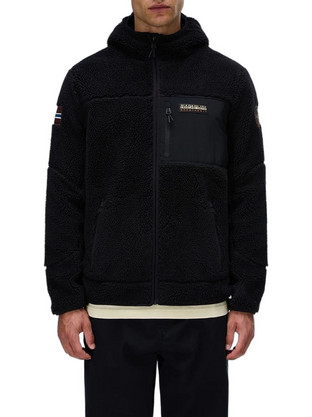 Napapijri Ανδρική Ζακέτα Fleece με Κουκούλα και Φερμουάρ Μαύρη NP0A8AZX941