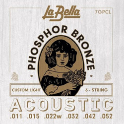 La Bella 7GPCL Σετ 6 Χορδές Ακουστικής Κιθάρας Phosphor Bronze 11-52" Custom Light Tension