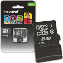 Integral microSDHC 8GB Class 4 + Adapter