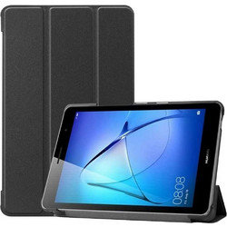 Huawei MatePad T8 8" (2020 Release) - Θήκη Βιβλίο Tri-Fold Μαύρο με Βάση Στήριξης και πίσω κάλυμμα σιλικόνης διάφανο (oem)