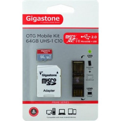 Gigastone microSDXC 64GB Class 10 UHS-I + Adapter + OTG