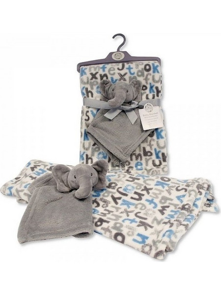 Nursery Time Κουβέρτα Αγκαλιάς Fleece Grey 75x100cm με Πανάκι Παρηγοριάς Elephant Grey BW1011