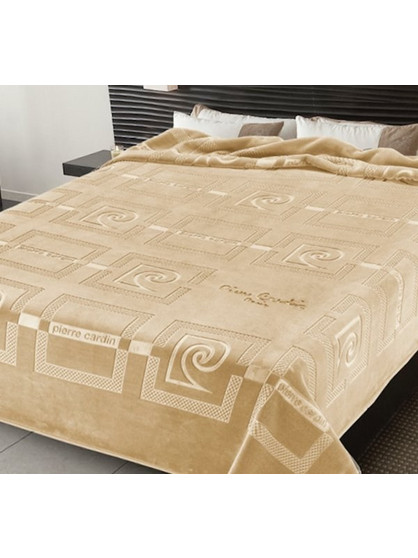 Κουβέρτα Βελουτέ Υπέρδιπλη Nancy 657/15 Pierre Cardin Μπεζ 220x240