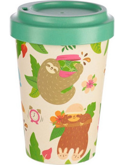 Puckator Ποτήρι Bamboo με Καπάκι Φύλλα Just Hanging Around Sloth 400ml BAMB35