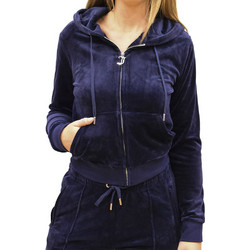 Juicy Couture Γυναικεία Ζακέτα Φούτερ Κοντή με Κουκούλα και Φερμουάρ Navy Μπλε JCAP176-131