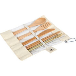 Boobam Tensils Cutlery Set Μαχαιροπίρουνα από 100% Οργανικό Βamboo, 7τεμ - Μπέζ