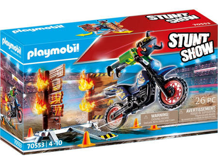 Playmobil Stunt Show Μηχανή Motocross με Φλεγόμενο Τοίχο για 4-10 Ετών 70553