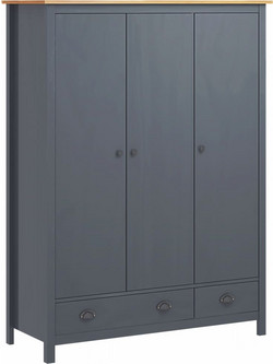 vidaXL Τρίφυλλη Ντουλάπα Ρούχων Hill Range Γκρι 127x50x170cm 288953
