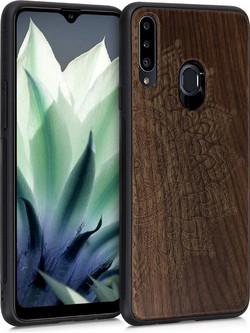 KWmobile Σκληρή Ξύλινη Θήκη με TPU Bumper Samsung Galaxy A20s - Walnut / Rising Sun / Dark Brown (53321.01)