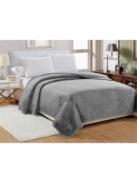 Κουβέρτα Υπέρδιπλη Βελουτέ Γκρι Popcorn Jacquard Flannel Γαρύφαλλο 220x240