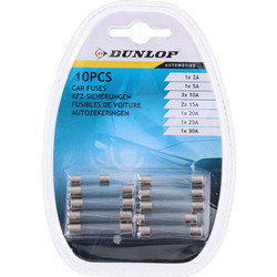 DUNLOP 06171 Σετ με 10 ασφάλειες αυτοκινήτου γυάλινες (Glass car fuses)
