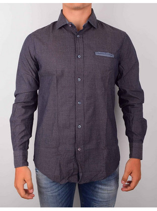 Gas Ανδρικό Πουκάμισο Βαμβακερό Μακρυμάνικο Slim Fit Μπορντό 150925062320-1372