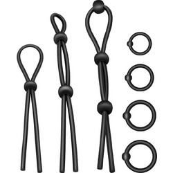 Addicted Toys Flexible Silicone Cock Ring Σετ Ρυθμιζόμενα Δαχτυλίδι Πέους & Όρχεων Σιλικόνης Μαύρα 7τμχ
