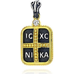 Anastasios Creations Μενταγιόν Κωνσταντινάτο από Ασήμι 925 Επιχρυσωμένο με Ζιργκόν 039086