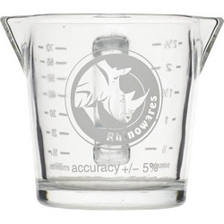 Διπλό δοσομετρικό γυάλινο ποτήρι 70ml ύψος 6cm με χερούλι amp αυτάκια ροής Rhino c379683