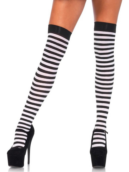 LEG AVENUE STRIPED STOCKING BLACK AND WHITE