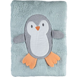 BiBaby 3D Cute Penguin Κουβέρτα Αγκαλιάς Βελουτέ 88x100 Πράσινη Mint