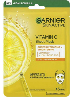 Garnier Skin Active Vitamin Brightening Sheet Μάσκα Προσώπου για Ενυδάτωση 28gr