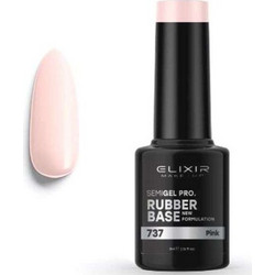 Elixir Semigel 737 Pink Rubber Base Ημιμόνιμο Βερνίκι Νυχιών 5ml