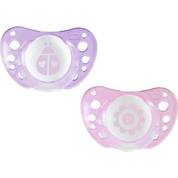 Chicco Physio Air Rubber Ανατομικές Ορθοδοντικές Πιπίλες Σιλικόνης 0-6m Ροζ 2τμχ