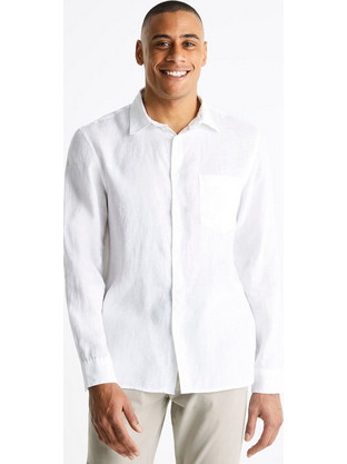 Celio Ανδρικό Πουκάμισο Μακρυμάνικο BAFLAX White