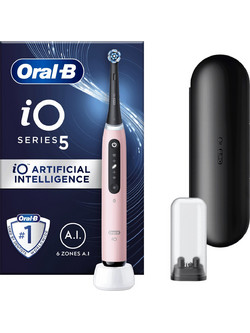 Oral-B iO Series 5 Pink Ηλεκτρική Οδοντόβουρτσα με Αισθητήρα Πίεσης & Θήκη Ταξιδίου