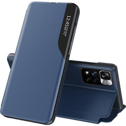 Eco Leather View Case Elegant Flip Cover with Stand Function Poco M4 Pro 5G Blue