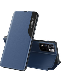 Eco Leather View Case Elegant Flip Cover with Stand Function Poco M4 Pro 5G Blue