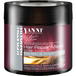 Yanni Extensions Keratin & Argan Oil Μάσκα Μαλλιών Κερατίνης για Επανόρθωση & Φριζάρισμα για Ξηρά & Ταλαιπωρημένα Μαλλιά 500ml