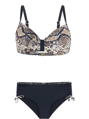 Μαγιό bikini snake print καφέ S22