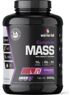 Warriorlab Complete Mass Strawberry Πρωτεΐνη Ορού Γάλακτος Όγκου Χωρίς Γλουτένη 3kg