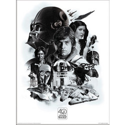 Star Wars 40th Anniversary (Montage) Wooden Framed 30 x 40cm Print - FP12048P