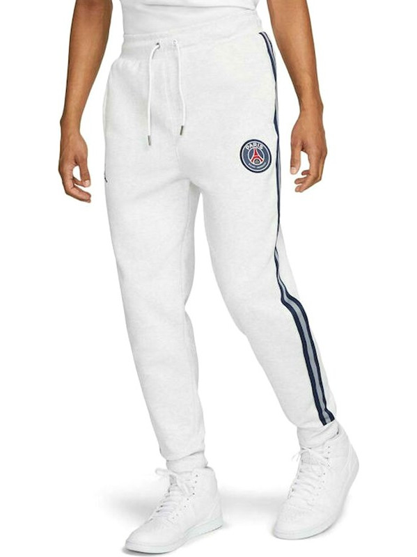Nike Jordan Paris Ανδρικό Παντελόνι Φόρμας Fleece με Λάστιχο Λευκό Saint-Germain DB6502-051