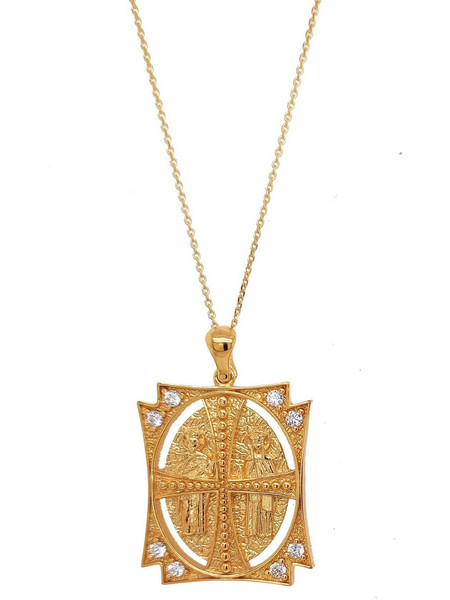Κολιέ Anastasios Creations χρυσό ασήμι 925 Κωνσταντινάτο με ζιργκόν 45cm FM716