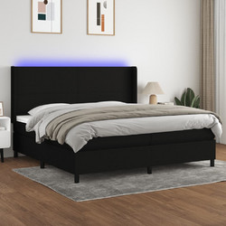 vidaXL Κρεβάτι Boxspring με Στρώμα & LED Μαύρο 200x200cm 3138183