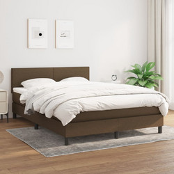 vidaXL Κρεβάτι Boxspring με Στρώμα Σκούρο Καφέ 140x200cm 3139900